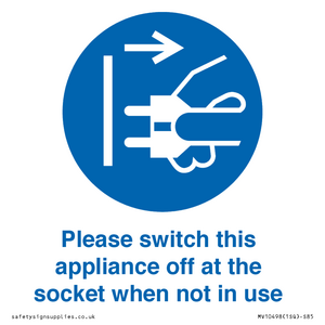 Please switch this appliance off at the socket when not in use
